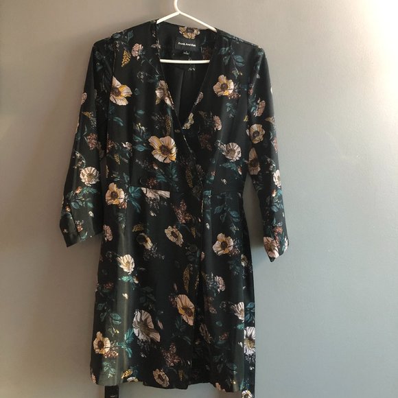 Frank and Oak Floral Double Button Overcoat Small - Picture 2 of 5